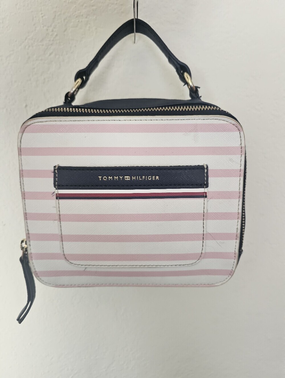 Tommy Hilfiger Pink Striped Top-Handle Crossbody Bag